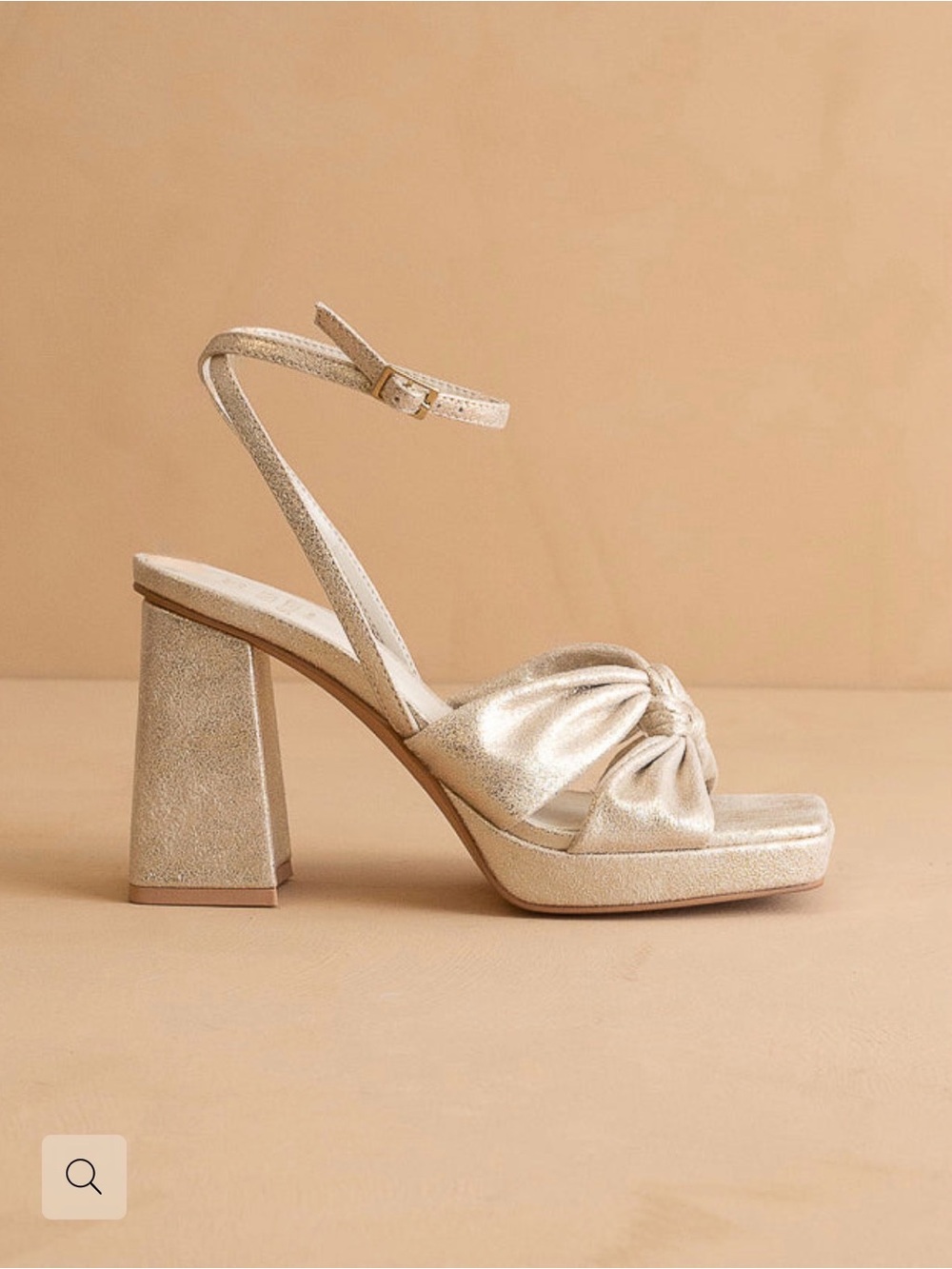 OASIS Society Metallic Gold Knot Front Platform Heel - Picture 2 of 6